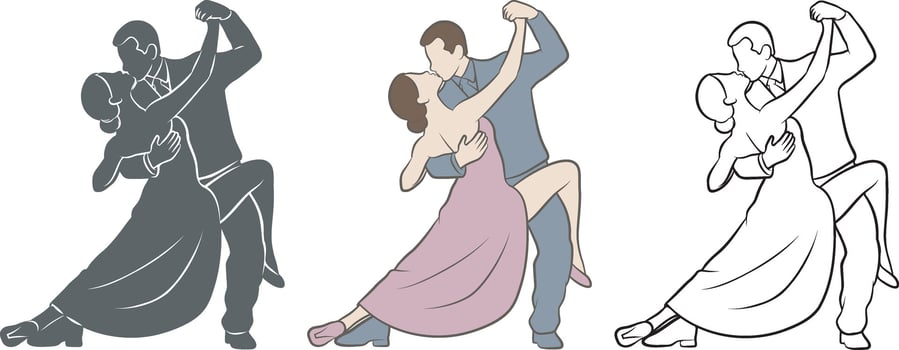 Couple Dancers in Ballroom Set. vector