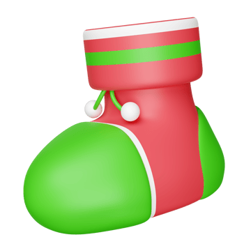 3d Christmas sock isolated. merry christmas and happy new year, 3d render illustration png