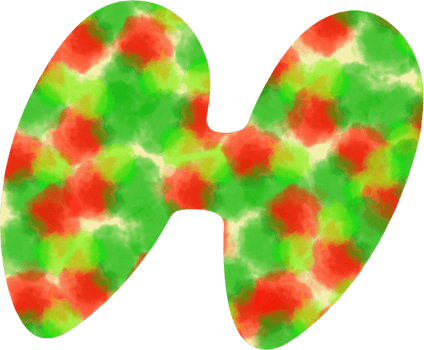 english letters H of watercolor dots Festive red and green watercolor dots create a Christmas atmosphere png