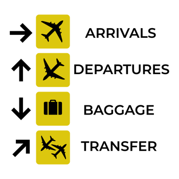 Set of airport signs. Airport direction banners. Airport boards. png