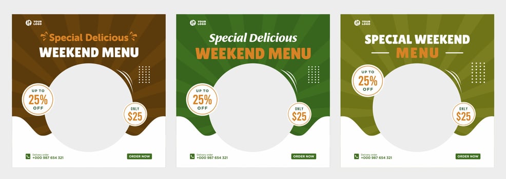 Delicious food menu and restaurant social media or banner template vector