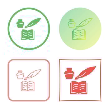 Unique Quill and Book Vector Icon