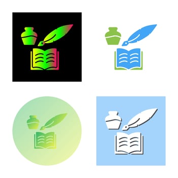 Unique Quill and Book Vector Icon