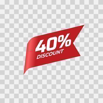 Isolated number of discount with red ribbon vector