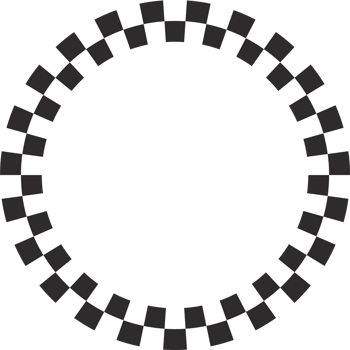 Checkerboard circle frame with black and white chess pattern.Y2k geometric shape. Retro groovy illustration png