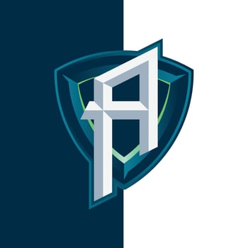 letter A esports shield logo vector