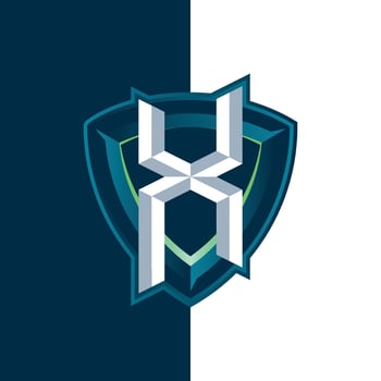 letter X esports shield logo vector