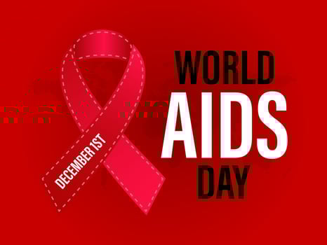 World Aids Day concept with  Red Ribbon. Banner with realistic . 1st December  Background, banner, card, poster, template. Vector illustration.