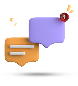 3d rendering of speech bubble with notification icons, 3D pastel yellow blue chat icon set. Set of 3d speak bubble. png