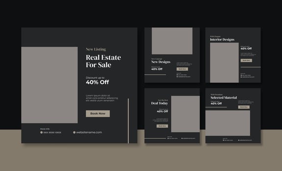 Real estate for sale social media post template vector