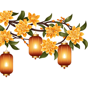Osmanthus lantern illustration. AI Generative png