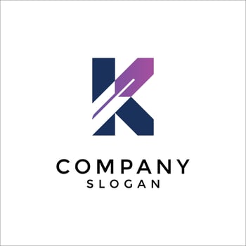 Modern letter K feather logo vector