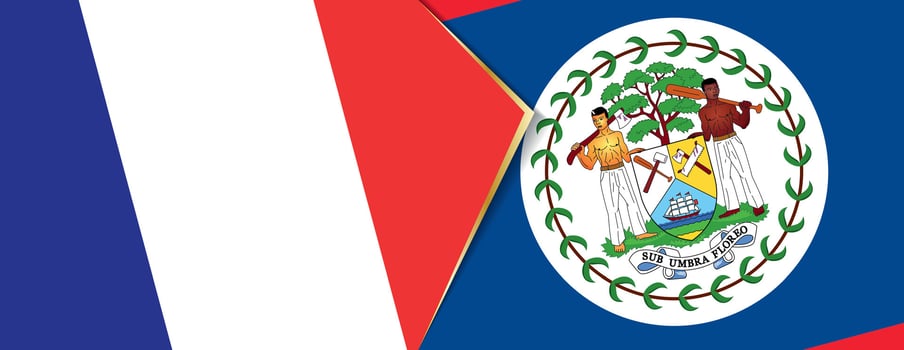 France and Belize flags, two vector flags.