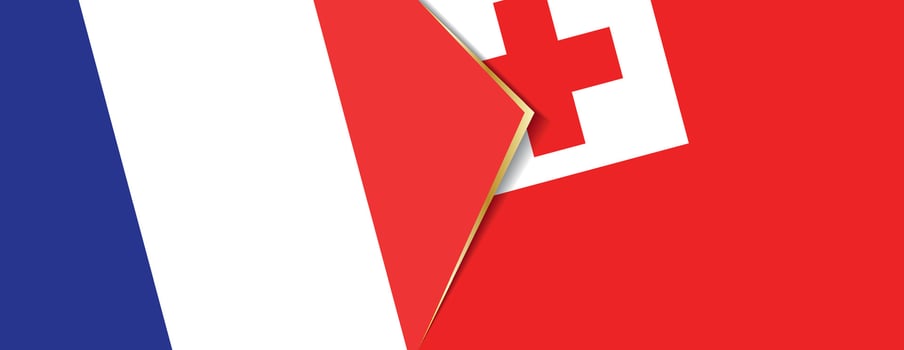 France and Tonga flags, two vector flags.