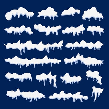 Set of snow caps in different shapes. Flat vector illustration.