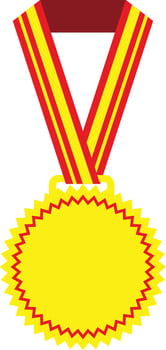 vector golden, silver, bronze medals, cups and badges cartoon i