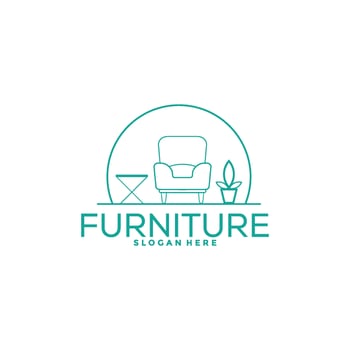 Modern Furniture logo design with creative concept, Interior logo vector template