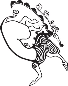 Vector tattoo of Altai princess Ukoka. Ancient Scythian drawing on the skin. Asian mummy women - shaman