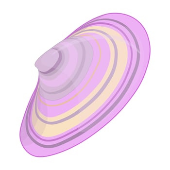 Vector cartoon illustration of colorful seashells on white background.