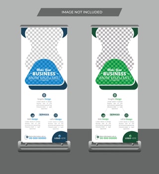 Modern business roll up banner template, stand banner layout, polygon background, business flyer, display, x-banner, flag-banner. Corporate agency roll up banner. vector