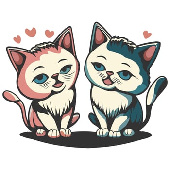 Twin cat with love vector