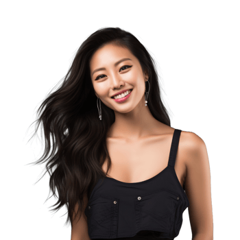 AI Generative Asian model in casual outfit radiating a warm smile transparent background png