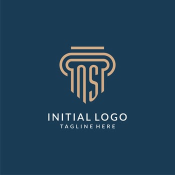 Initial NS pillar logo style, luxury modern lawyer legal law firm logo design vector