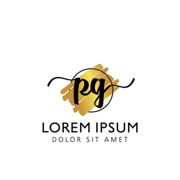 PG Initial Handwriting gold Brush Template Design vector