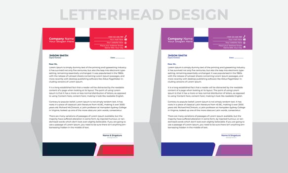 Professional letterhead template design for business project. Letterhead design template. Creative, clean and elegant modern business letterhead design vector