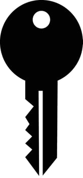 Key icon symbol flat style. Door or house key to unlock lock. Security system concept represented by silhouette key sign vector