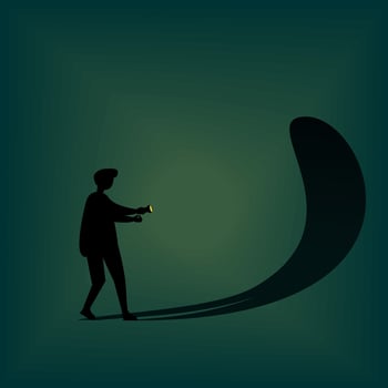 Person in the dark afraid shadow vector