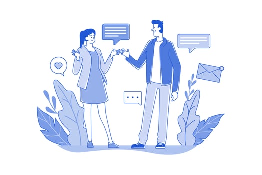 The Guy And The Girl Communicate vector