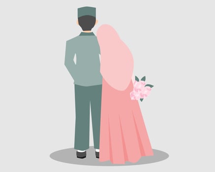 Cute Muslim Wedding Couple Illustration vector