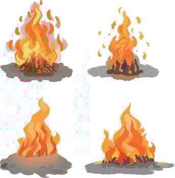 Set of fire icons. Isolated on white background. Vector illustration.