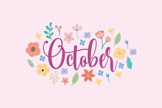 name of the month with flower ornaments vector