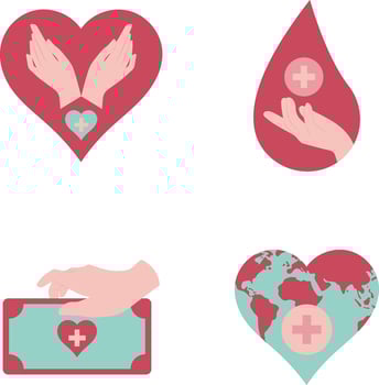 International Day of Charity Sticker. Isolated On White Background. Vector Illustration Set.