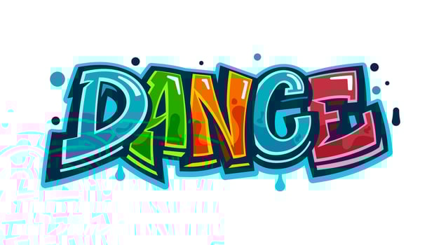 Dance graffiti art, street style word, urban text vector