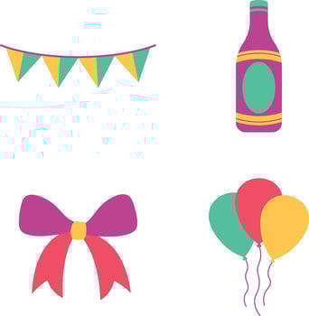 New Year Party Icon. Isolated Vector Set.