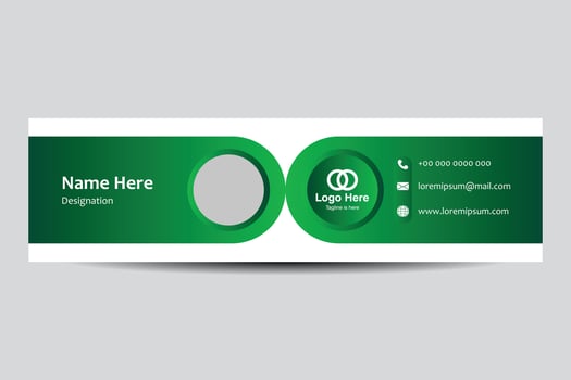 e signature template. Green color. Vector illustration. Corporate identity