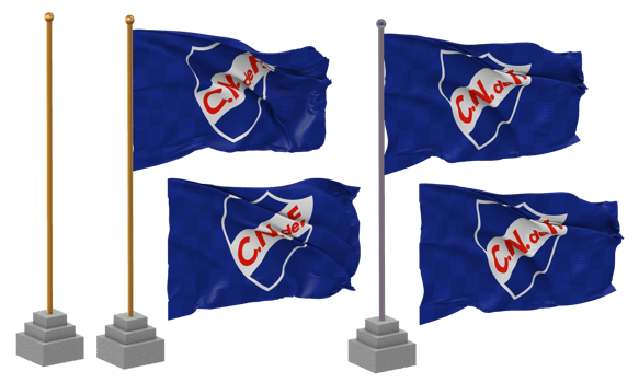 Club Nacional de Football Flag Waving Different Style With Stand Pole Isolated, 3D Rendering png