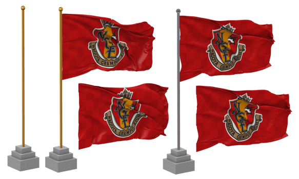 Nagoya Grampus Football Club Flag Waving Different Style With Stand Pole Isolated, 3D Rendering png