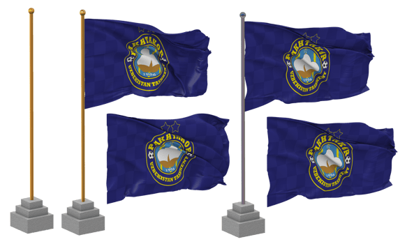 FC Pakhtakor Tashkent Flag Waving Different Style With Stand Pole Isolated, 3D Rendering png