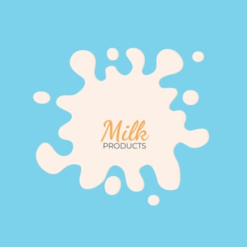 Milk Splashing Isolated on blue background. Milk splatter logo template deisgn for business. Yogurt milk pouring vector