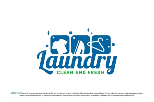 logo complete laundry unique style iron hanger vector