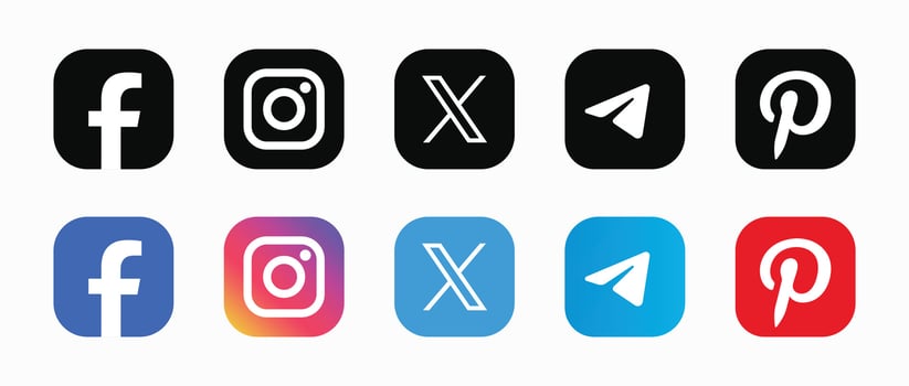 Set of social media logo in white background. Social media icon set collection. vector