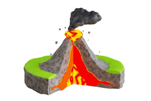 3d illustration of volcanic eruption. large volcano erupting hot lava and gases into the atmosphere png