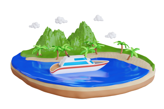 Tropical island 3d illustration. Travel and vacation concept png