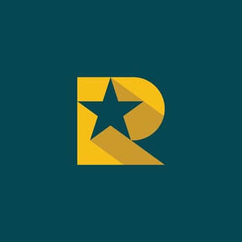 letter R star logo. shining star logo vector