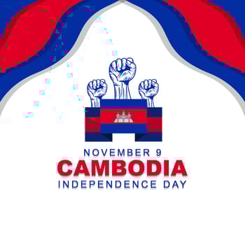 Cambodia independence day is celebrated every year on November 9, poster design with cambodian flag with grunge texture vector