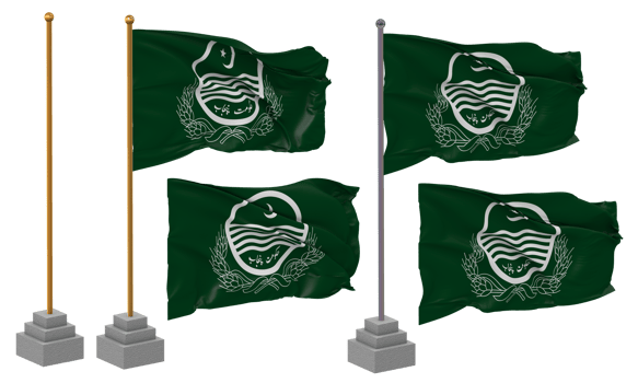 Government of Punjab, Pakistan Flag Waving Different Style With Stand Pole Isolated, 3D Rendering png
